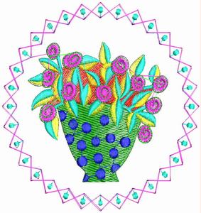 花瓶形籃子(zǐ)繡花圖案
