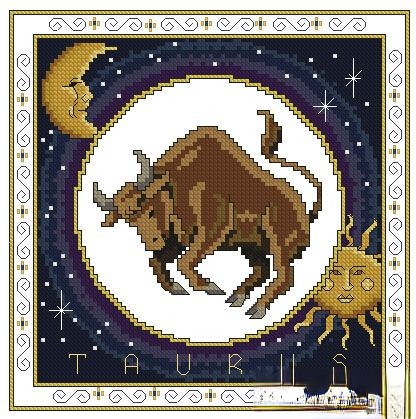 金牛座電腦繡花星座圖案
