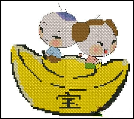 星座十字繡圖案雙子(zǐ)座繡花圖片